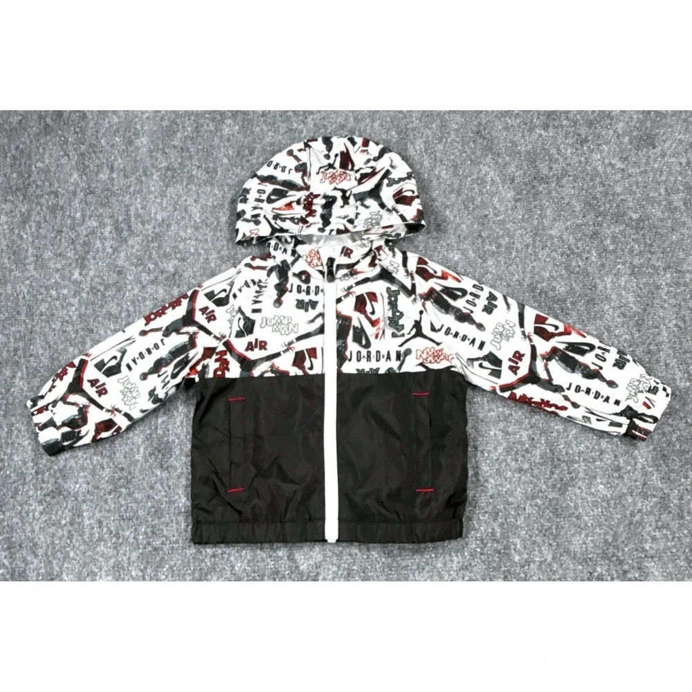 Jordan Jumpman Toddler 18 Month Windbreaker Jacket Black White Red NWT
